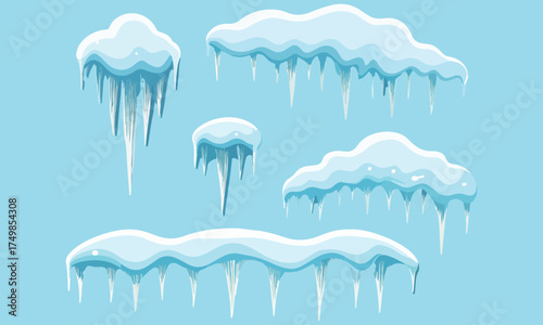 Beautiful icy illustrations of snow caps and icicles — perfect for winter themes, digital art, and festive designs. Add a chilling yet charming touch to your creative projects with these frozen visual