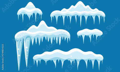 Beautiful icy illustrations of snow caps and icicles — perfect for winter themes, digital art, and festive designs. Add a chilling yet charming touch to your creative projects with these frozen visual