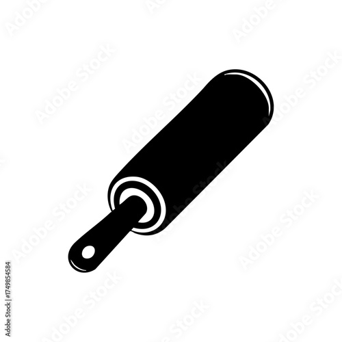 Modern black lint roller graphic representing cleaning, fabric care, and pet hair removal.
