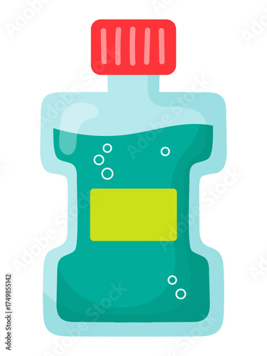 Mouth rinse bottle illustration in flat style. Oral care. 