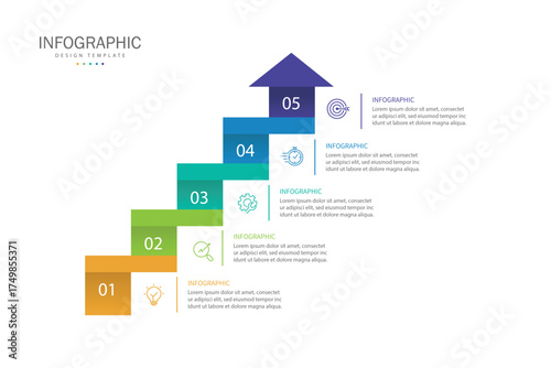 5 steps colorful arrows infographic Vector illustration. Business Growth Concept.