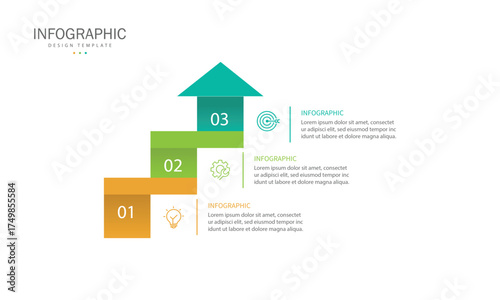 3 steps colorful arrows infographic Vector illustration. Business Growth Concept.