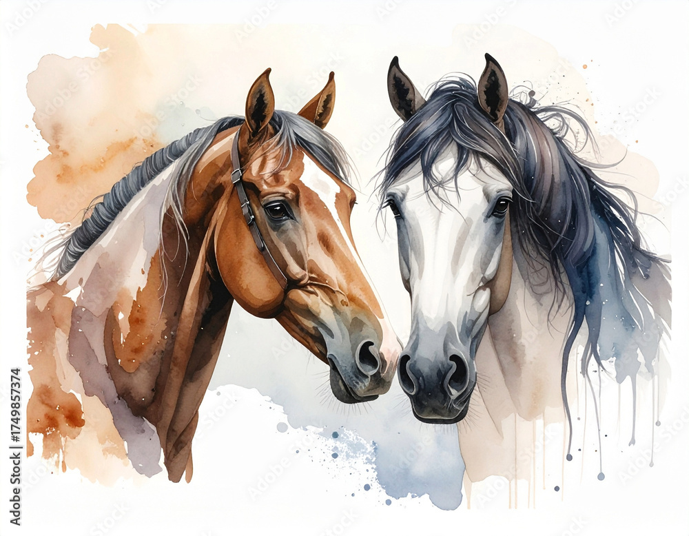 Obraz premium Two horses illustration