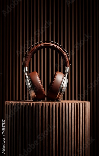 Stylish Headphones Designed for Comfort and Sound Quality on a Sleek Stand in...