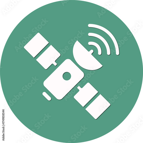 Satellite communication icon – space technology and signal transmission