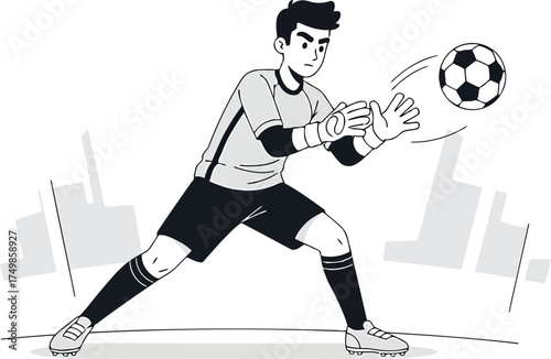 The Intensity of the Goal Keeper, Professional illustration demonstrating the determination and focus required for a football goalkeeper