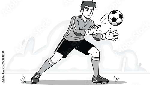 Goalkeepers of the Pitch, Expressive vector artwork featuring two distinct soccer characters, highlighting both the intense focus of a keeper holding the ball and the athleticism of a mid-air intercep