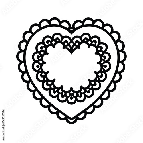 Vintage lace heart doily ornament delicate floral design