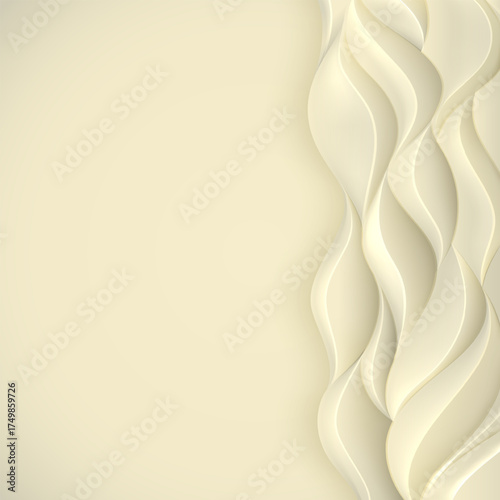 Abstract background with volumetric waves and space for text.