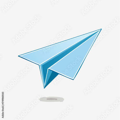 Blue paper airplane vector illustration on white background