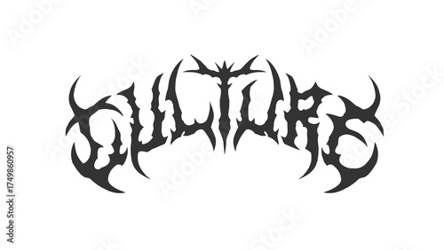 Culture vector in black metal typography style, ideal for dark designs, band logos, posters, and streetwear prints.
