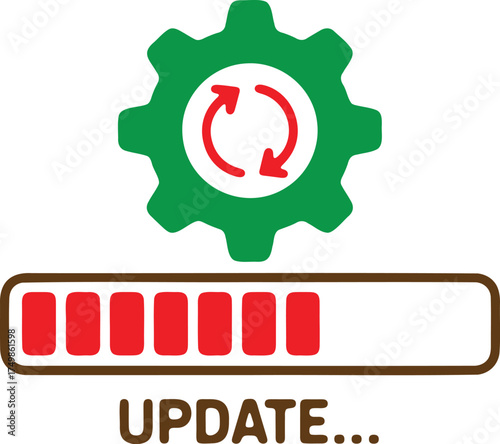 System update progress bar with gear icon for software and application status