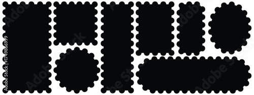 Blank postage stamps borders vector set. Mockup postage stamps with shadow. Realistic trendy post stamps set.. set of vintage summer.	