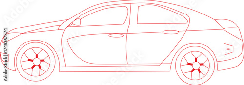 Simple car line art vector illustrations.