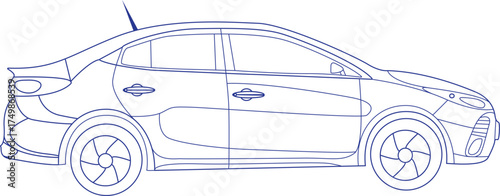 Simple car line art vector illustrations.
