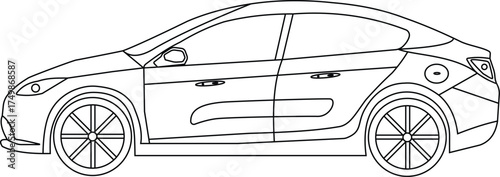 Simple car line art vector illustrations, unique modern drawing car line art. Sports car line art illustration, Car vector icon in one continuous line, Car outline doodle vector illustration.