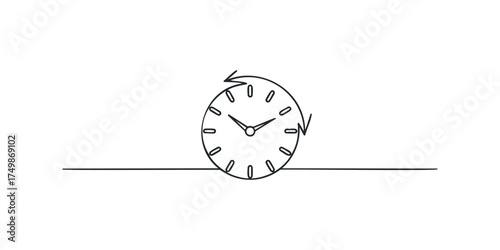 Simple clock with circling arrows on white background