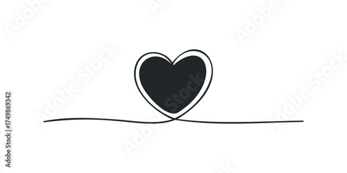 Black Heart Outline With Single Line Stroke