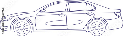 Simple car line art vector illustrations.