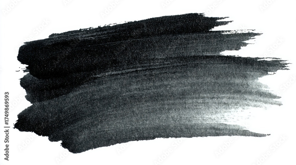 Fototapeta premium black watercolor brush stroke on white
