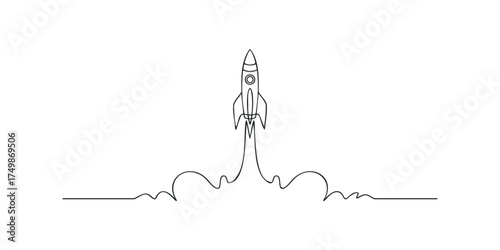 Rocket Ship Launching with Smoke Trails
