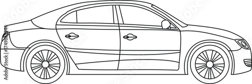Simple car line art vector illustrations, unique modern drawing car line art. Sports car line art illustration, Car vector icon in one continuous line, Car outline doodle vector illustration.