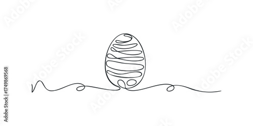 Easter egg drawing single line on white background