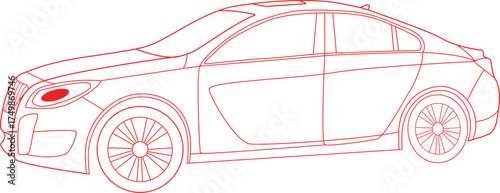 Simple car line art vector illustrations, unique modern drawing car line art. Sports car line art illustration, Car vector icon in one continuous line, Car outline doodle vector illustration.