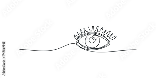 Continuous line drawing of an eye and lashes