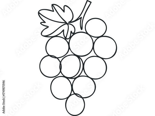 Simple Outline Bunch of Grapes with Leaf
