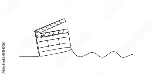 Single line drawing of a clapperboard