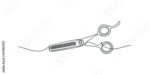 Hairdressing scissors with comb detail cut line
