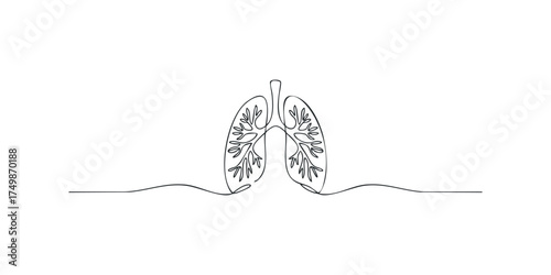 Line Art of Human Lungs with Branching Airways