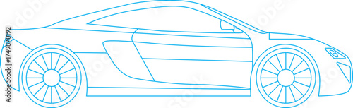 Simple car line art vector illustrations, unique modern drawing car line art. Sports car line art illustration, Car vector icon in one continuous line, Car outline doodle vector illustration.