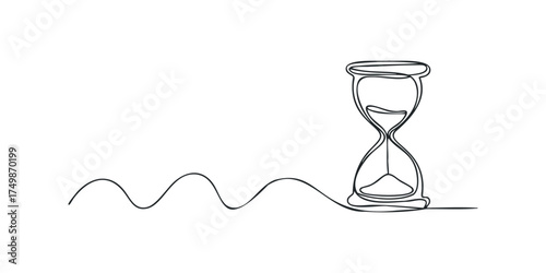 Hourglass with Flowing Sand and Wavy Line