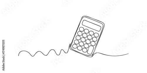 Abstract wavy line connected to a calculator