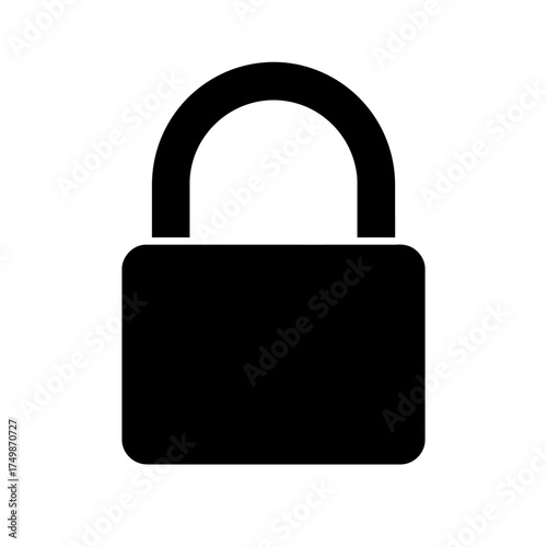 Simple black padlock icon representing security safety and protection against unauthorized access vector on white background
