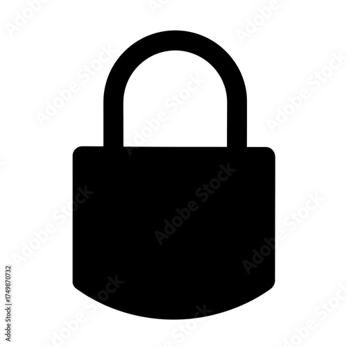 Simple black padlock icon representing security privacy and protection a lock symbol vector on white background