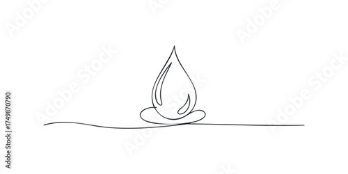 Single line drawing of a water drop symbol