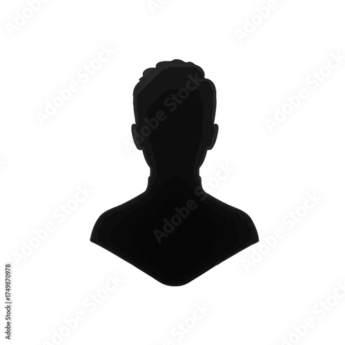 Silhouette of a young person's head and shoulders isolated on a for profile pictures vector on white background