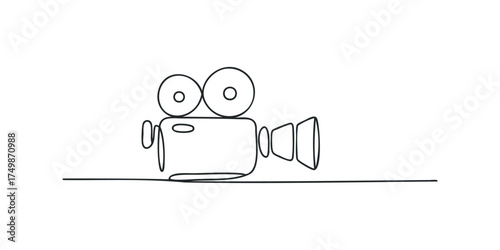 Continuous line drawing of antique film camera