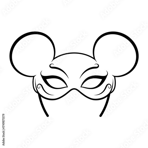Whimsical mouse ears masquerade mask for costume parties and creative play vector on white background