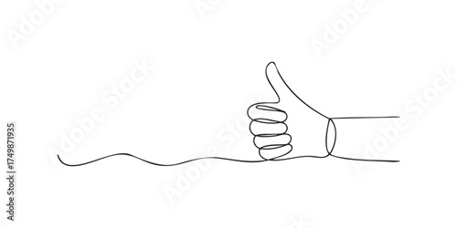 Continuous line drawing of a hand giving a thumbs up gesture