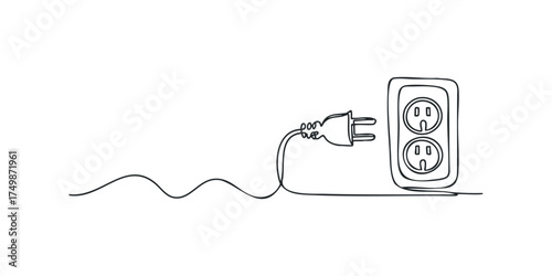 Power plug and wall outlet line art