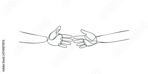 Line drawing of two hands reaching out