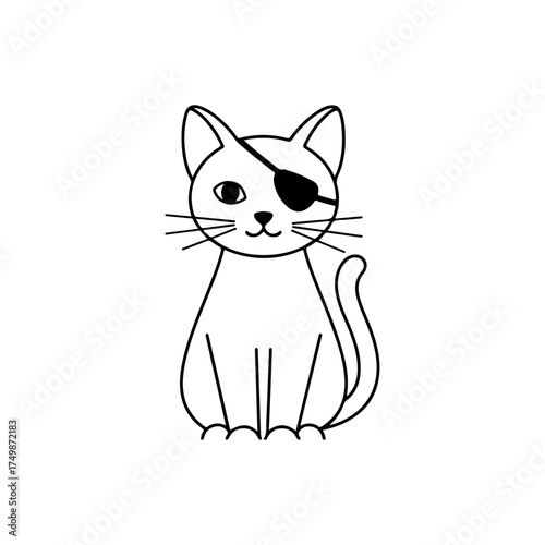 Cute cartoon cat with an eye patch illustration.