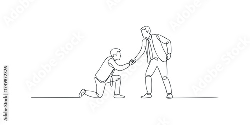 Two businessmen offering helping hands