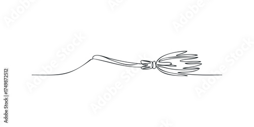 Single Line Drawing of a Flying Broomstick