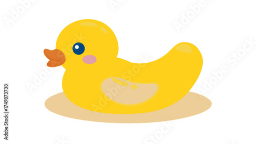 Cute yellow rubber ducky bath toy illustration for kids and baby products vector graphic design