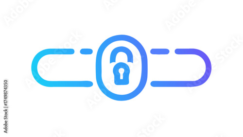 Secure blockchain technology icon for data protection and encryption with padlock security system
